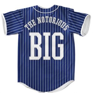 The Notorious Big MLB Inspired Juicy Blue Pinstripes Amazing Baseball Jersey