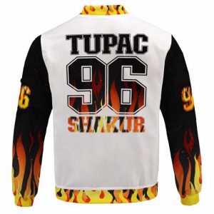 Thug Life Flaming Tribute to Tupac Shakur 96 Varsity Jacket
