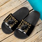 Thug Life Tupac Amaru Shakur Black Gold Slide Sandals