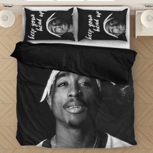 Tupac Amaru Shakur Keep Your Head Up Black White Bedding Set