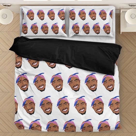 Tupac Makaveli Cute Bubbly Head Elegant Pattern Bedding Set