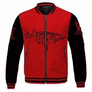 Tupac Makaveli Face And Name Logo Red Varsity Jacket