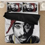 Tupac Makaveli Ink Style Design Artwork White Bedding Set