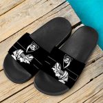 Tupac Makaveli Wearing Hoodie Thug Life Black and White Slides