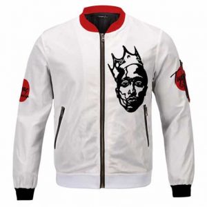 Tupac Shakur Crowned Face Silhouette White Bomber Jacket
