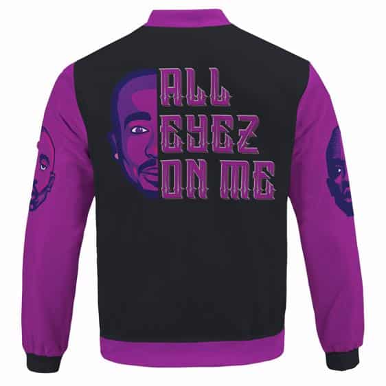 Unique All Eyez On Me 2Pac Makaveli Purple Varsity Jacket
