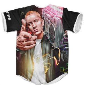 Vibrant Eminem Portrait With His Boombox Baseball Shirt