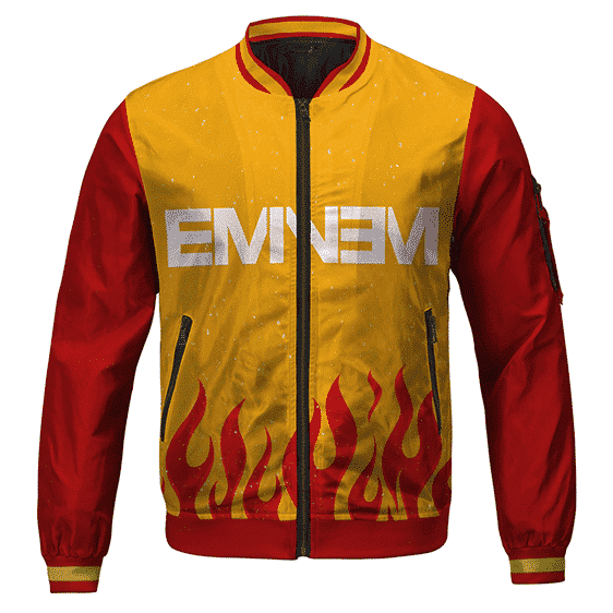 8 Mile Eminem Flame Pattern Design Stylish Varsity Jacket