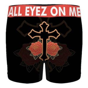 All Eyez On Me Tupac Cross & Rose Symbol Stylish Men's Boxers