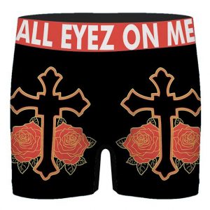 All Eyez On Me Tupac Cross & Rose Symbol Stylish Men's Boxers