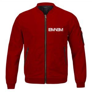 American Rapper Eminem Logo Minimalistic Red Bomber Jacket