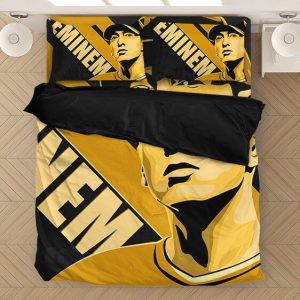 American Rapper Eminem Yellow Name Logo Bedclothes