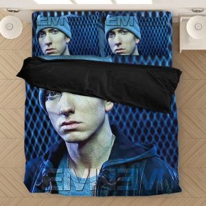 American Rapper Marshall Mathers Eminem Blue Bedding Set