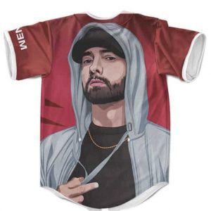Awesome Eminem Hip Hop Portrait Art Red Baseball Jersey