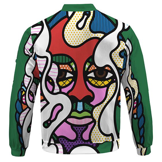 Snoop Doggy Dogg Abstract Face Art Kelly Green Letterman Jacket