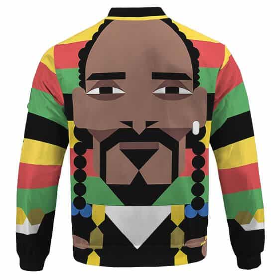 Rastafarian Color Snoop Dogg Geometric Portrait Letterman Jacket