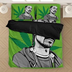 Cannabis Snoop Dogg Monochrome Art Green Bed Linen