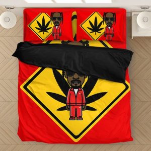 Chibi Snoop Doggy Dogg Marijuana Logo Red Bedding Set