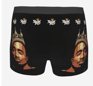 Crowned King 2Pac Makaveli Shakur Black Men's Boxer Briefs