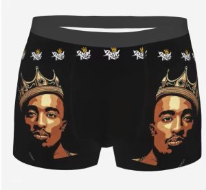 Crowned King 2Pac Makaveli Shakur Black Men's Boxer Briefs