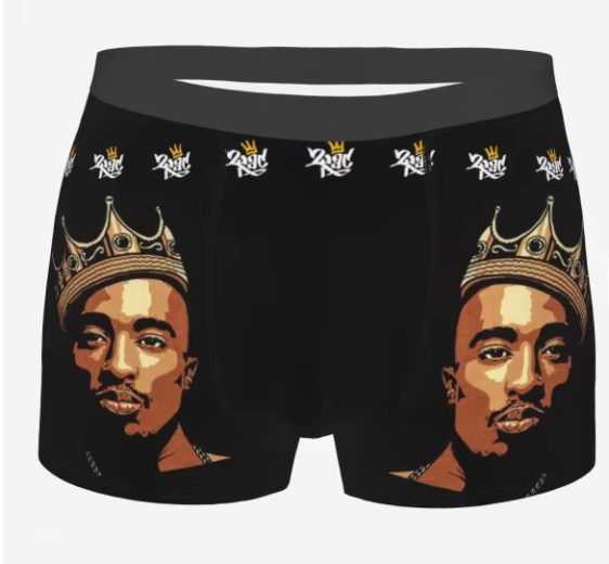 Crowned King 2Pac Makaveli Shakur Black Men's Boxer Briefs