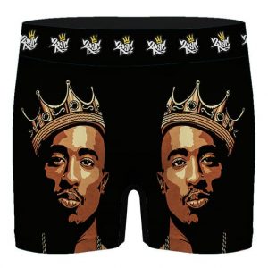 Crowned King 2Pac Makaveli Shakur Black Men's Boxer Briefs