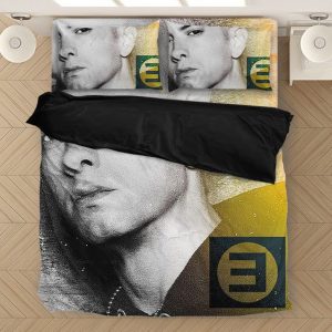 Eminem Monochrome Image And Icon With Yellow Hue Bed Linen