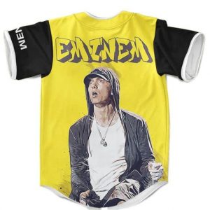 Eminem Performing His Craft Fan Art Yellow Baseball Shirt