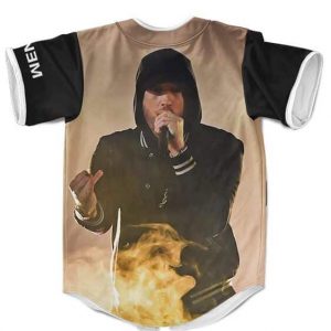 Eminem Rapping Performance with Flame Baseball Shirt