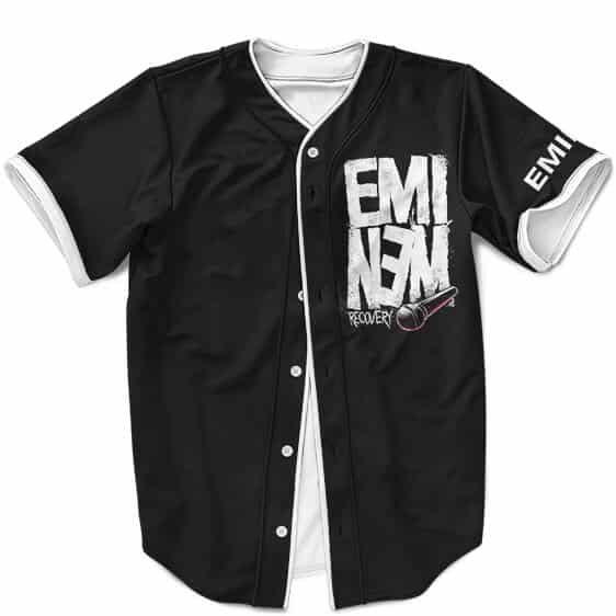 Eminem Seventh Album Cover Recovery Black Baseball Shirt