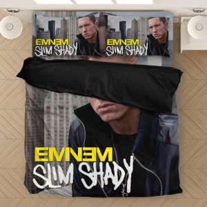 Eminem Slim Shady Skyscraper Background Bedclothes