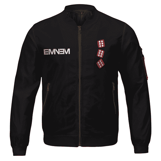 Eminem's Song Role Model Red Dice Logo Black Bomber Jacket