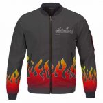 Flaming Notorious Biggie Rap Icon Dark Gray Bomber Jacket