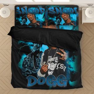 Gangsta Rapper Snoop Dogg Vintage Blue And Black Bedclothes