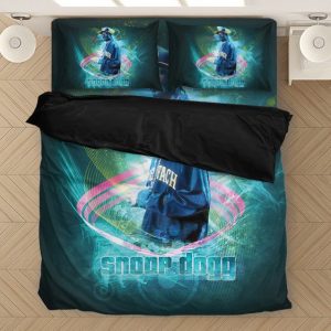 Hip Hop Rapper Bigg Snoop Dogg Gradient Blue Bedding Set