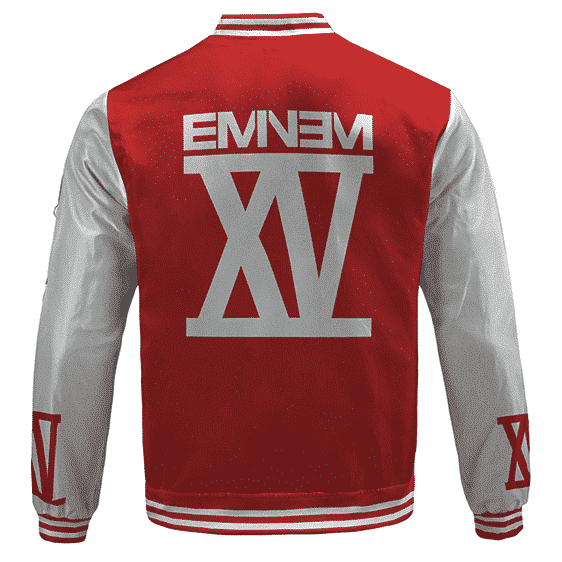 Hip-Hop Rapper Eminem Shady XV Album Logo Red Varsity Jacket