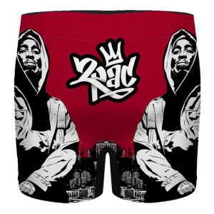 Hip-Hop Rapper Tupac Makaveli Wearing Hoodie Red Men's Brief