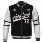 Notorious BIG 72 Tribute Black And White Varsity Jacket