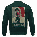 Rap Icon Eminem Wearing Hoodie Portrait Green Bomber Jacket