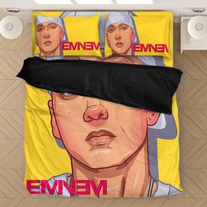Rap Icon Eminem's Stoic Face Unique Art Yellow Bedding Set