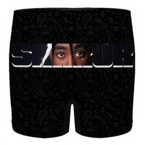 Rap Icon Tupac Shakur Typography Art Black Men's Boxers