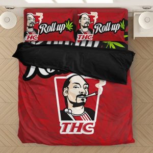 Roll Up THC Fastfood Logo Parody Snoop Dogg Red Bed Linen