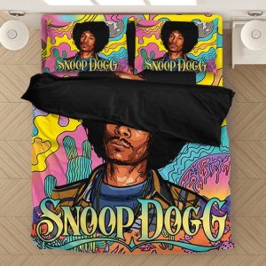 Snoop Dogg Afro Hairstyle Trippy Background Bedding Set