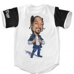 Snoop Dogg Cute Caricature Art White Baseball Uniform