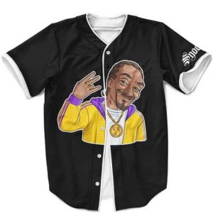 Snoop Dogg Cutout Lakers Colour Art Black Baseball Jersey
