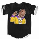 Snoop Dogg Cutout Lakers Colour Art Black Baseball Jersey