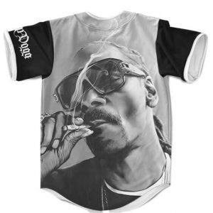 Snoop Dogg Smoking Weed Charcoal Gray Baseball Shirt