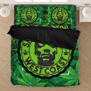 Snoop Dogg West Coast Weed Badge Logo Green Bed Linen