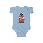 Snoop Dogg With Snoopy Dog House Dope Baby Onesie