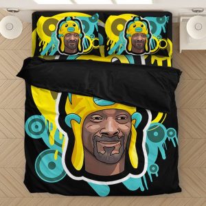 Snoop Dogg Yellow Fish Beanie Hat Black Bedding Set
